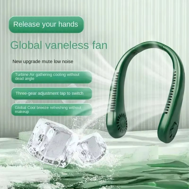 BreezeLoop Pro – Bladeless Rechargeable Neck Fan with 3-Speed Cooling for Summer Comfort