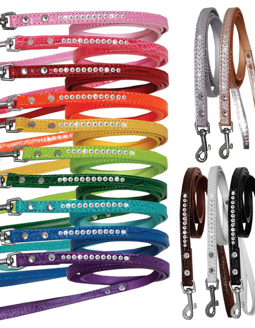 Load image into Gallery viewer, Dog, Puppy &amp; Pet Designer Croc Leash, &quot;One Row Clear Crystal&quot;
