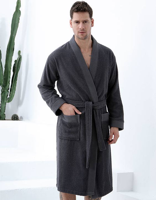 Load image into Gallery viewer, Men&#39;s Organic Turkish Cotton Terry Kimono Robe | Terry Cloth Bathrobe
