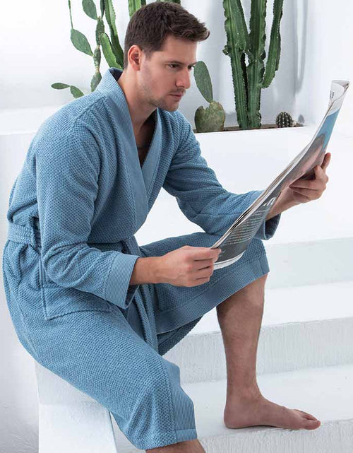 Load image into Gallery viewer, Men&#39;s Organic Turkish Cotton Terry Kimono Robe | Terry Cloth Bathrobe
